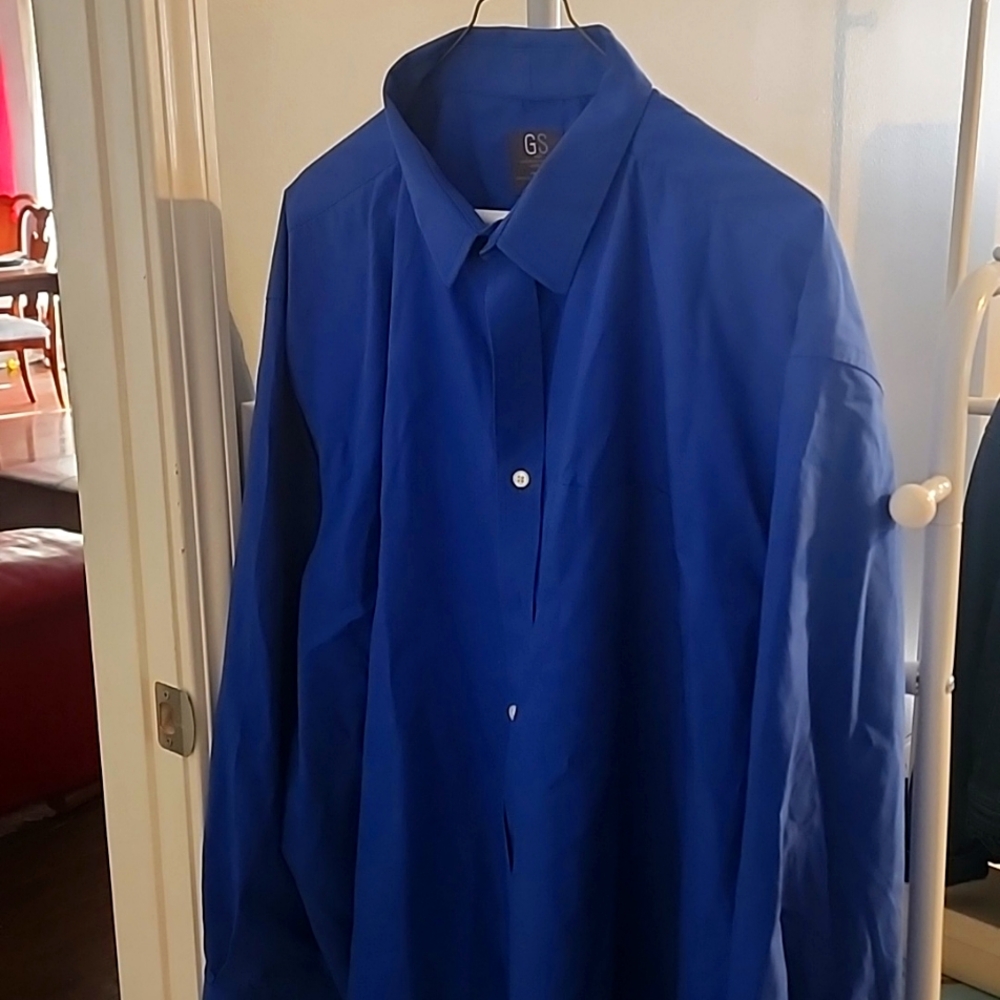 Big & Tall Men's Navy Dress Shirt 100% cotton by GS Size 24 37/38